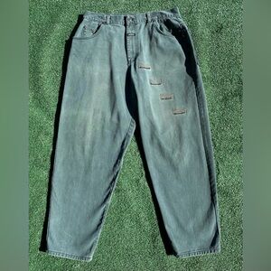 Rare Vintage BOSS Embroidered Spellout Green Baggy Jeans Men’s Size 36 USA Made